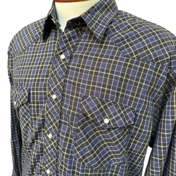 Wrangler Vintage Pearl Snap Western Plaid Long Sleeve Men's Shirt Size XL - Picture 1 of 12